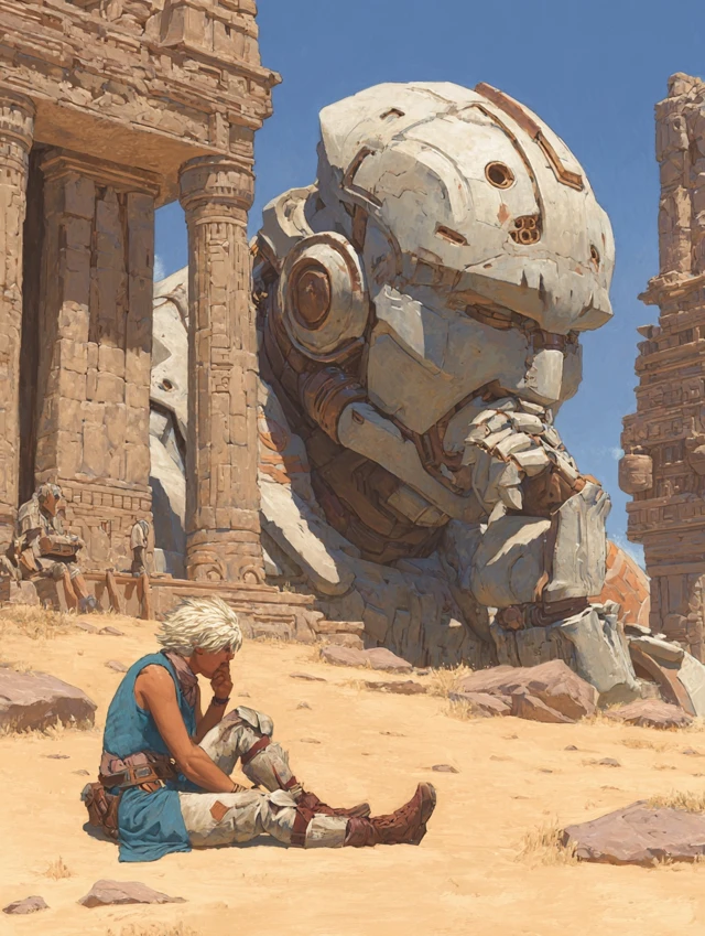 Giant Robot Ruins  Fantasy Art