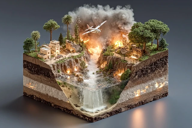 3D Cube Diorama Forest Fire Rescue