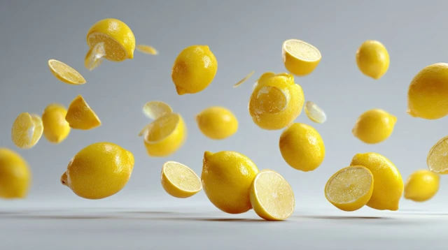 Falling Lemons Fresh Citrus Fruit Photo