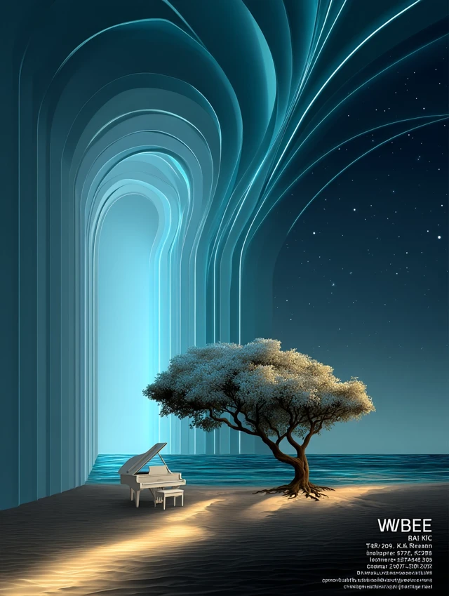 Neon Tree Piano Beach Art