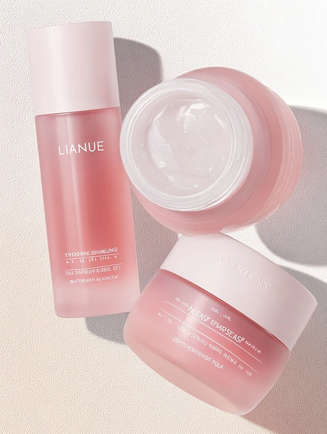 Luxury Skincare Products in Pastel Pink