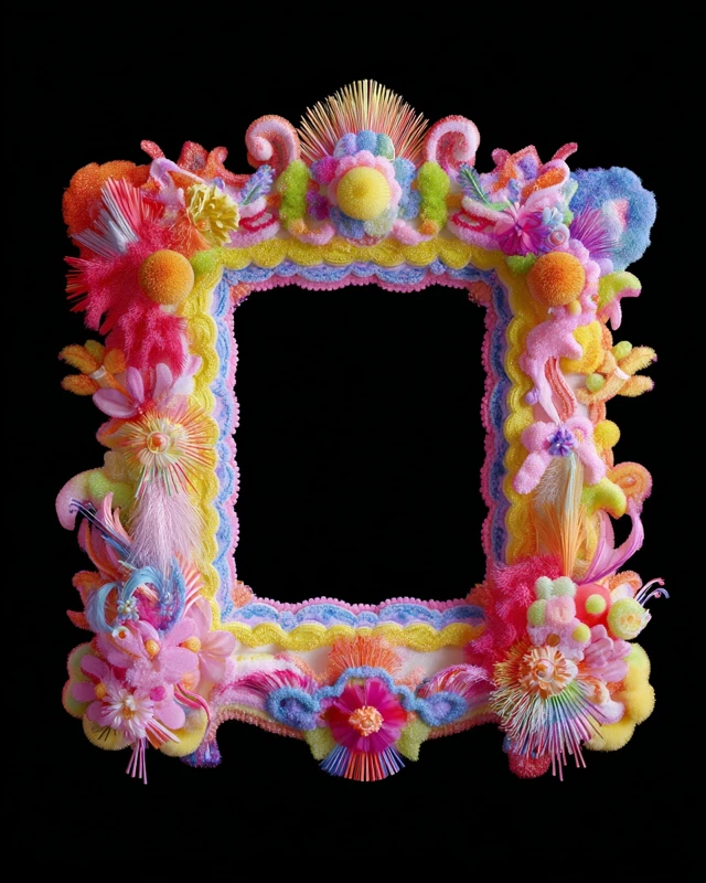 Plush Frame Soft Sculpture with Neon Fur