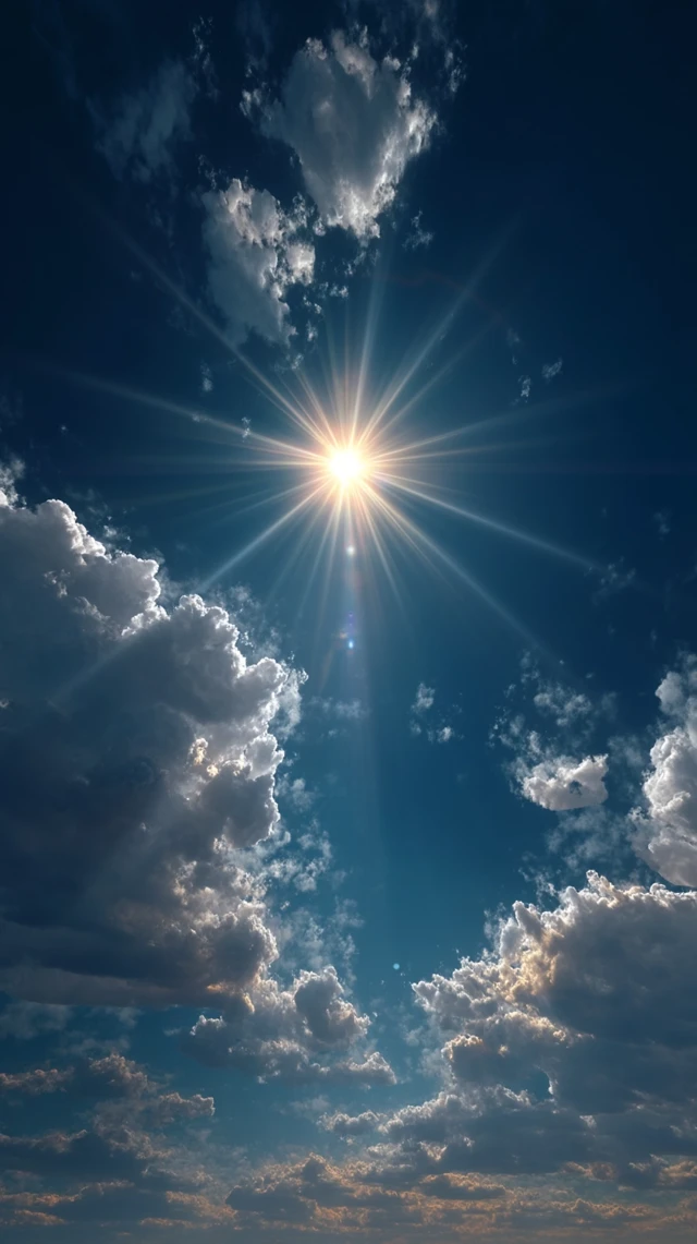 Heavenly Sky with Radiant Sunburst HDR
