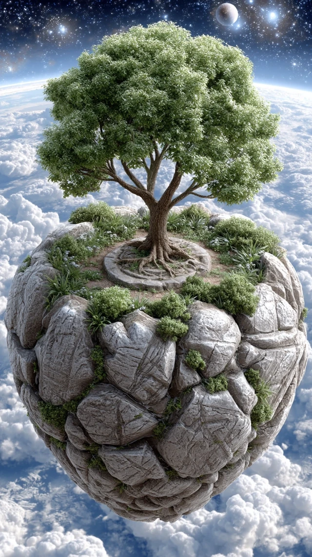 Floating Island with Tree and Stars