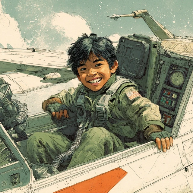 Filipino Boy in Star Wars Starfighter Illustration