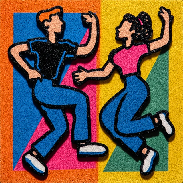 Joyful Dancing Couple Pop Art Illustration