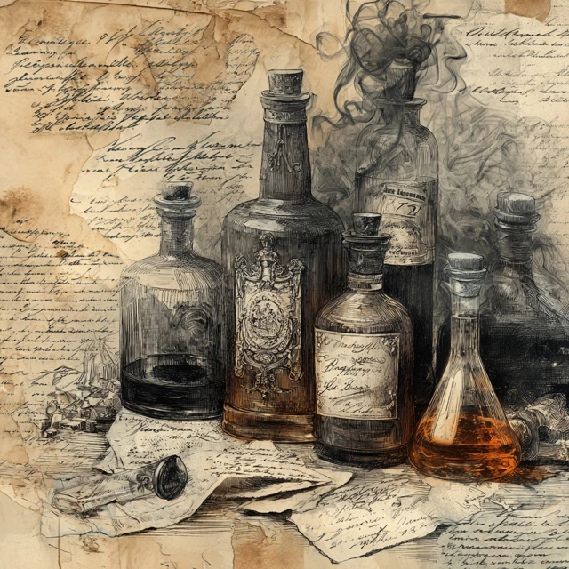 Vintage Apothecary Bottles Steampunk Illustration