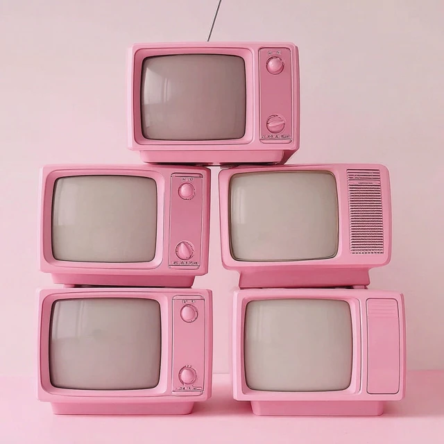 Retro Pink TVs Vintage CRT Style
