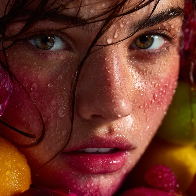 Radiant Girl Face with Saturated Shades