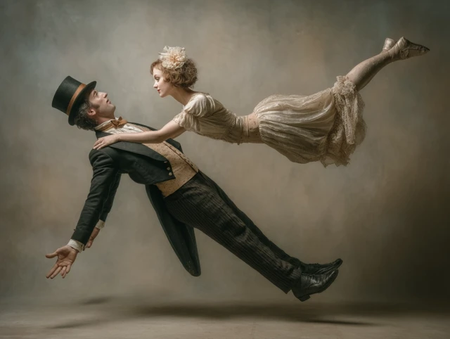 Vintage Circus Magician Levitating Act