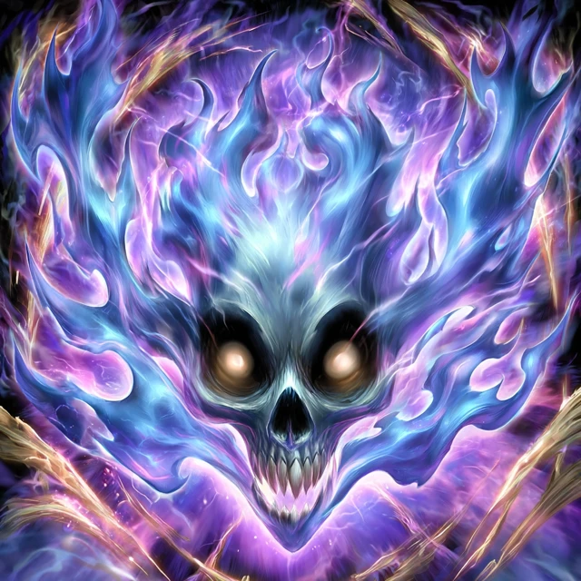 Skull of Flames Fiery Skull Art