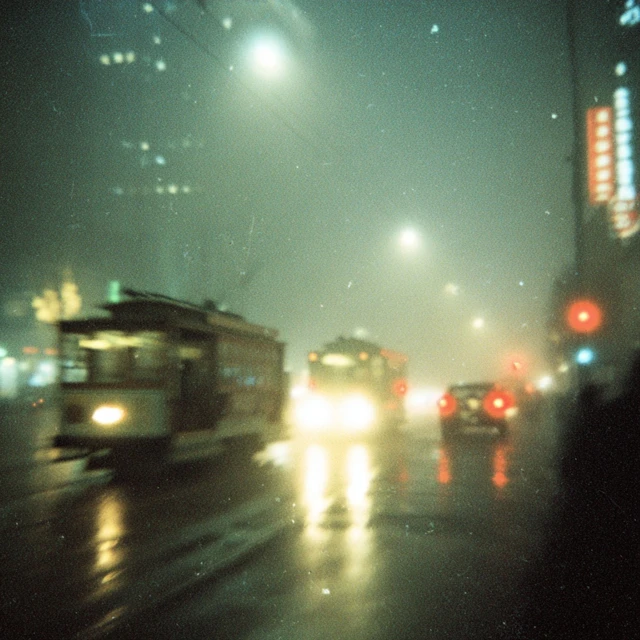 San Francisco Foggy Night Urban Scene Photo