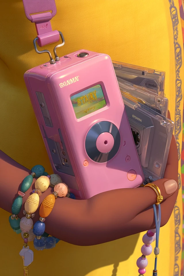Pink Walkman Illustration