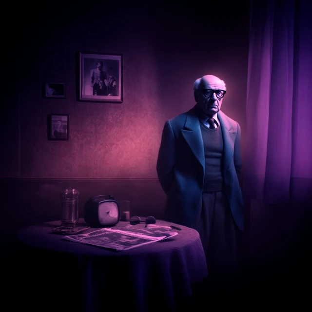 Senior Man Portrait in Dim Room