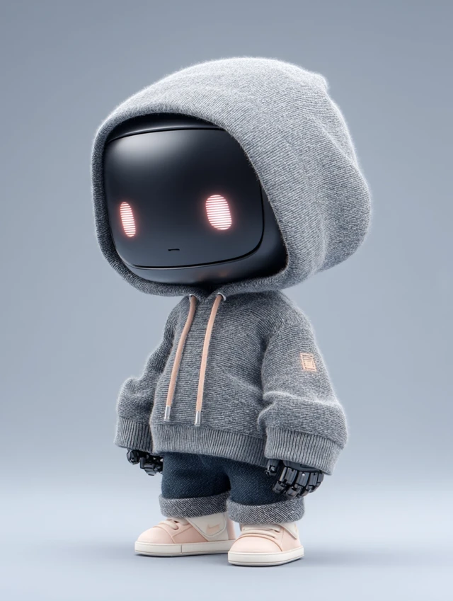 Cute Robot in Hoodie 3D Rendering Portrait