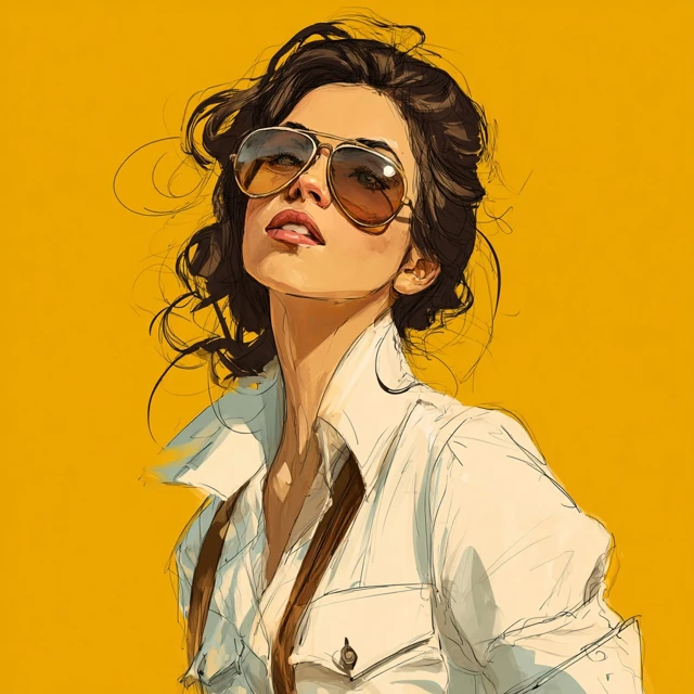 Woman with Aviator Shades Illustrative Portrait