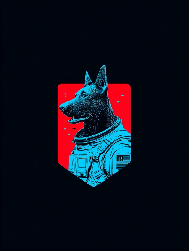 Space Dog Badge Design Futuristic SciFi