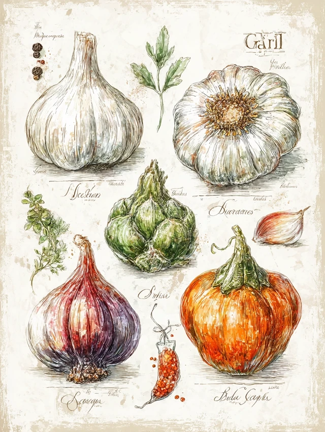 Vintage Vegetable Illustration: Spices and Botanical Atlas