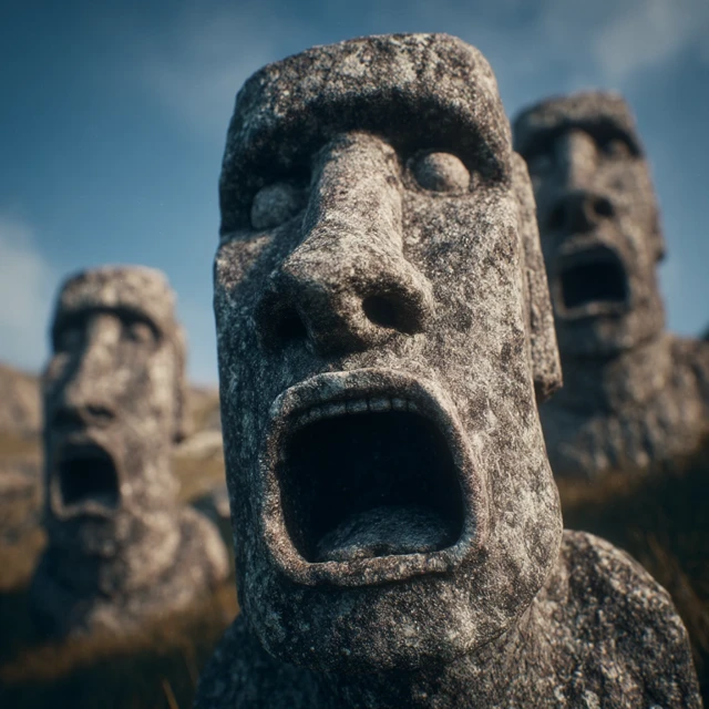Easter Island Statues Terrorific Scene