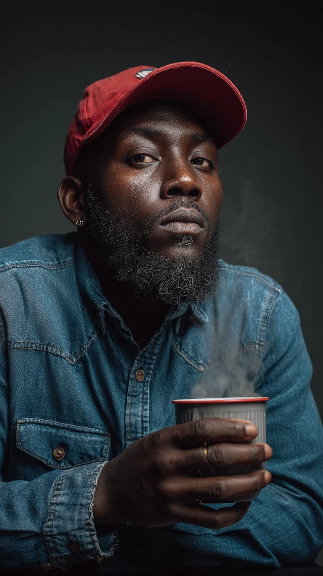 African American Man Enjoying Coffee Outdoors