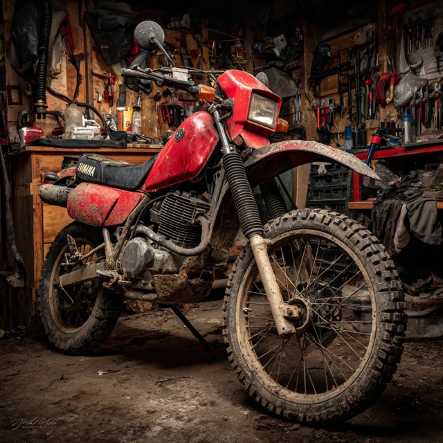 Vintage Yamaha XT600 Motorcycle In Gritty Garage