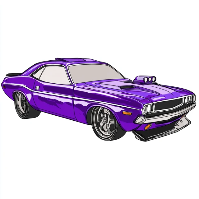 1970 Dodge Challenger Illustration Hot Wheels Style