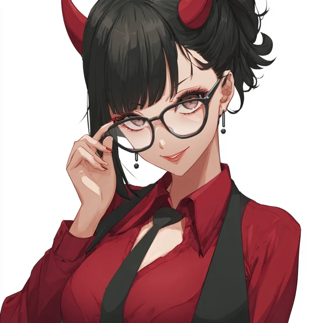 Anime Demon Accountant Smiling With Glasses