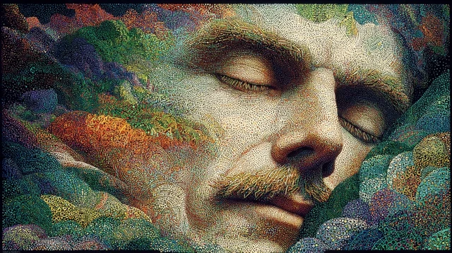 Transcendence Painting Man Face Closed Eyes Alex Grey