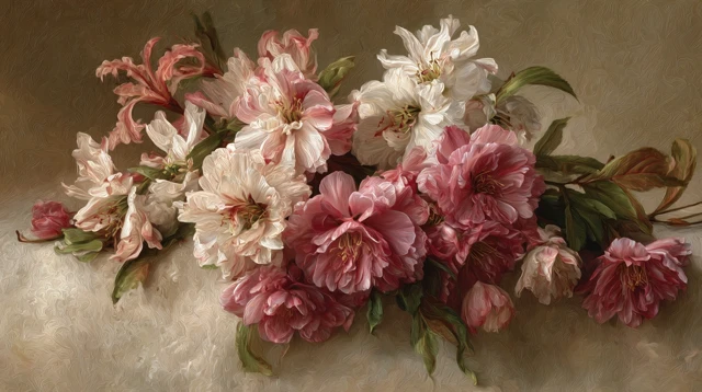 Floral Art Nouveau Bouquet Pastel Colors