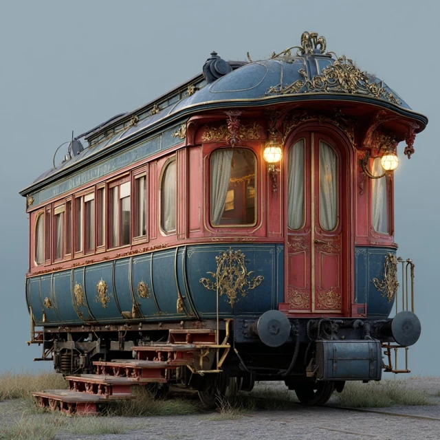 Belle Epoque Train Car: Luxurious Interior