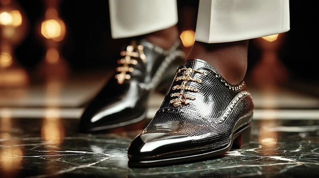 Elegant Oxford Shoes on Marble Floor - Fashion Photography