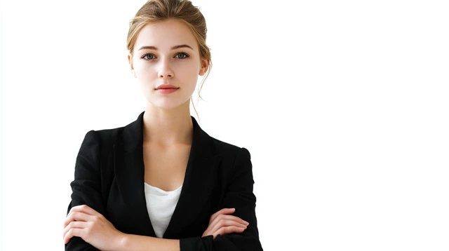 Confident Businesswoman Portrait White Background
