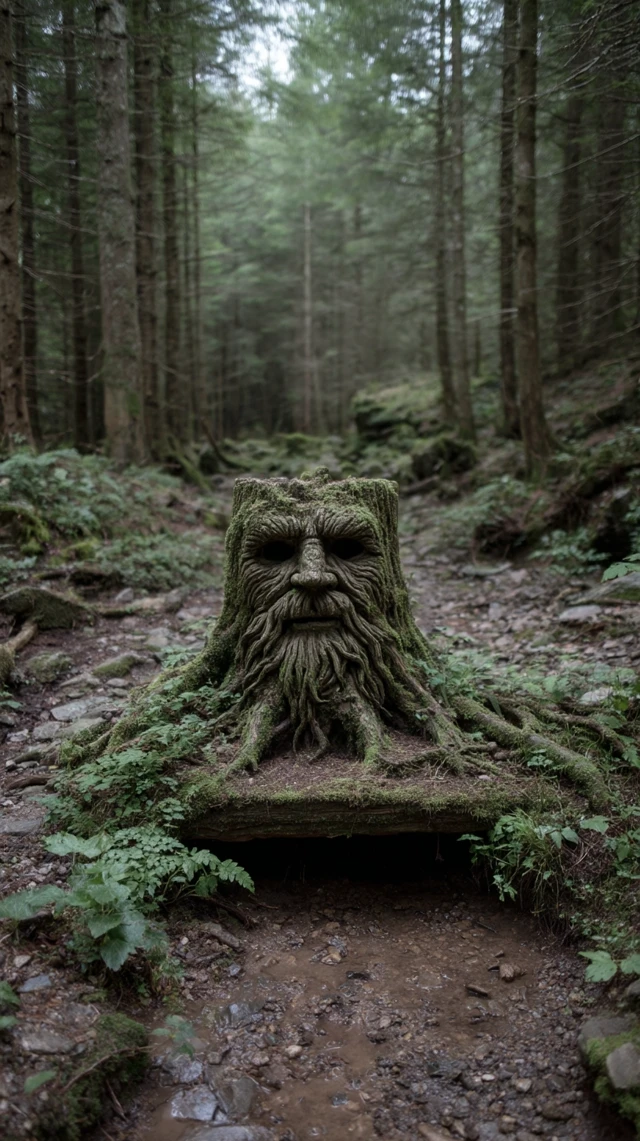 Ancient Tree Spirit in a Mossy Forest Scene