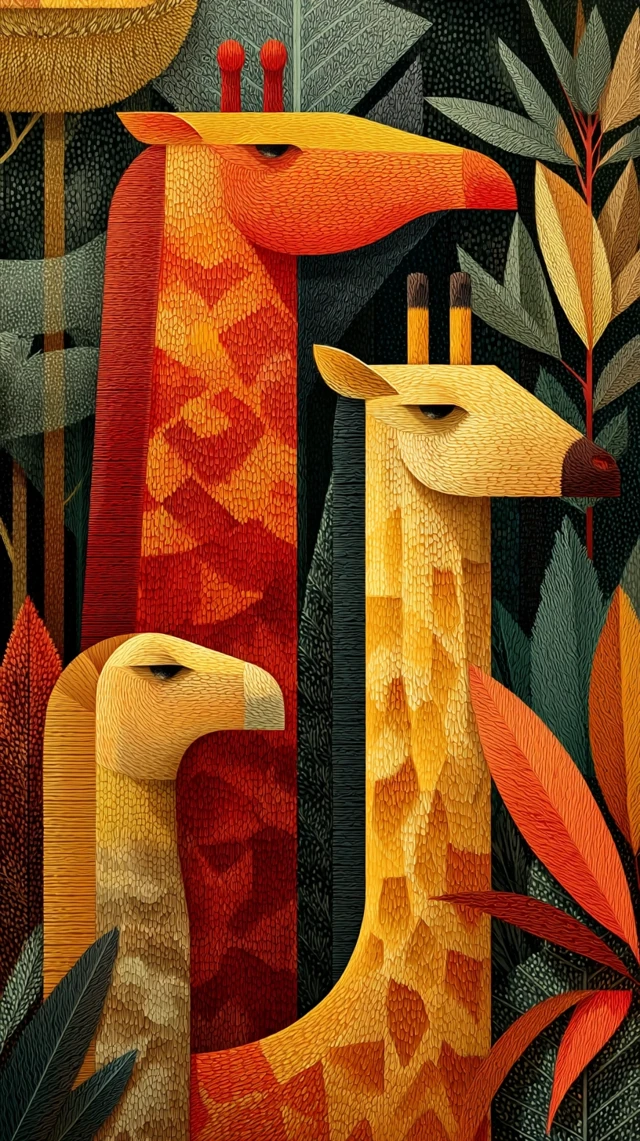 Giraffes by Josh Agle: Unique 4K Art