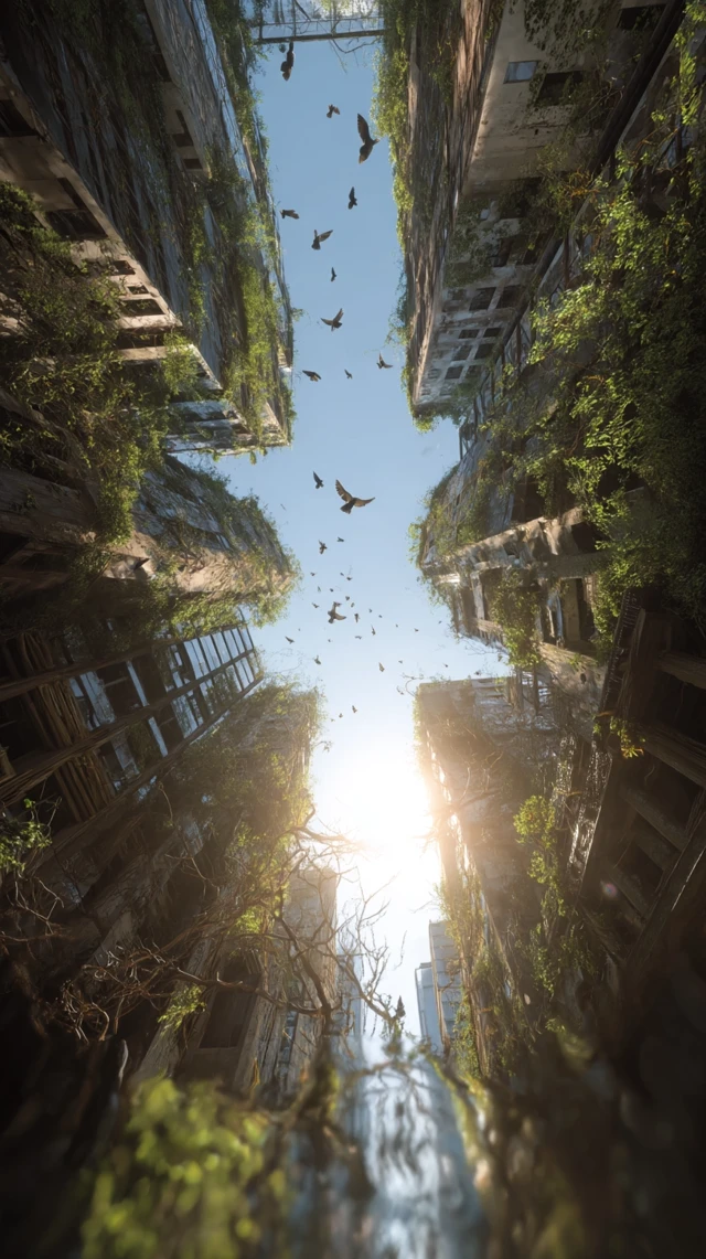 Post Apocalyptic City Overgrown by Nature