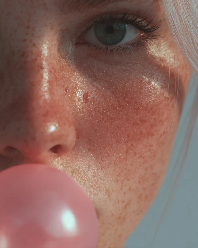 Platinum Blonde Portrait with Bubblegum and Tears