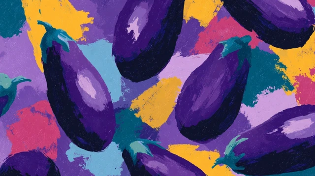 Pop Art Eggplants Bold Brushstrokes
