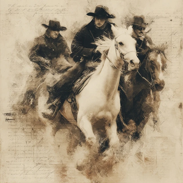 Pony Express Rider in Action Vintage 1800s