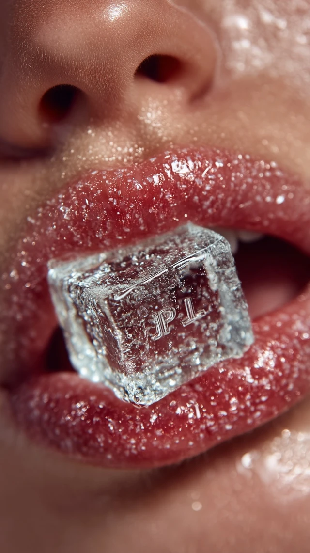 Glossy Lips Ice Cube Beauty Branding Aesthetic