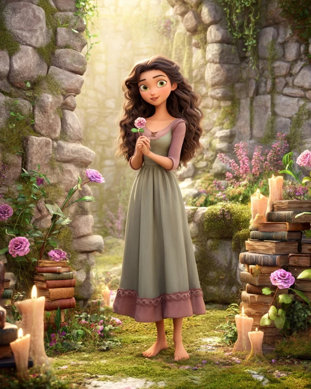 Animated Woman in Garden Harmony and Self Growth