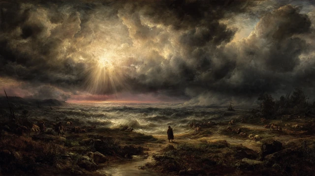 Rembrandt Style Divine Judgment Painting Noah