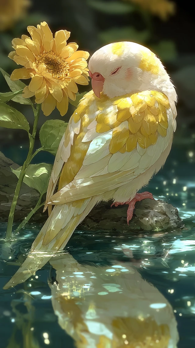 Sleeping Parrotlet Anime Wallpaper