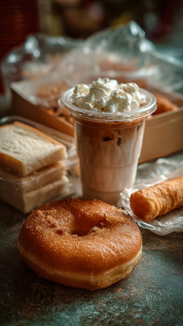 Unhealthy Food Overload Donut Coffee Bread