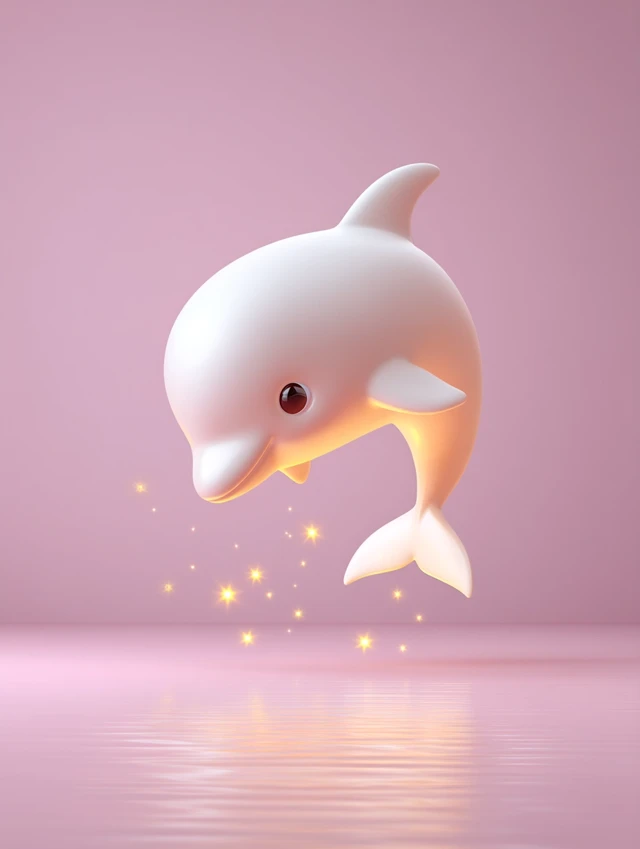 Cute Baby Dolphin Sparkling Reflections
