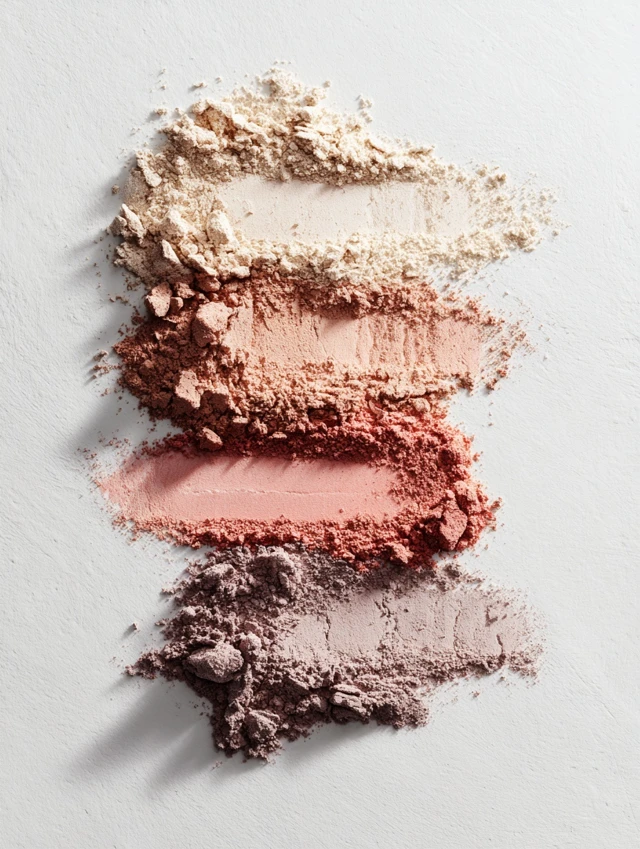 Makeup Powder Textures Swatches on White Background