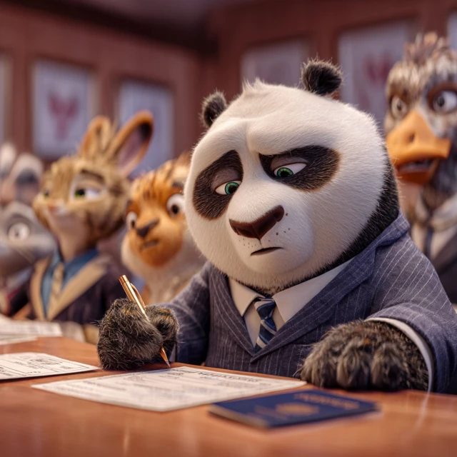 Panda Filling Out Forms: 3D Pixar Animation
