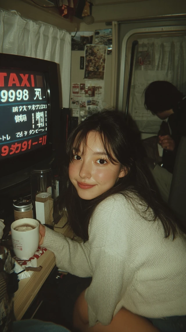 Young Woman in Sweater, Watching TV