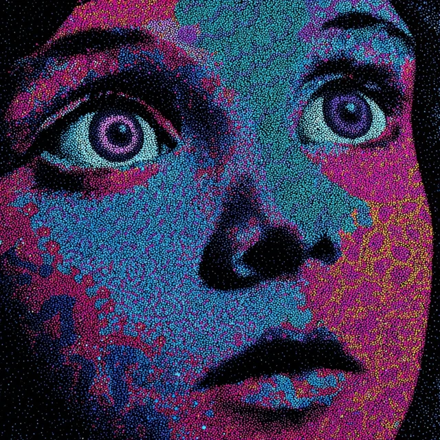 Exorcist Girl Illustration Pointillism Art