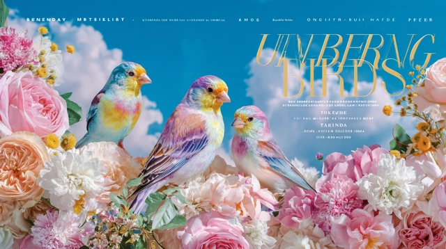 UNBirds Colorful Birds on Flowers Graphic Design