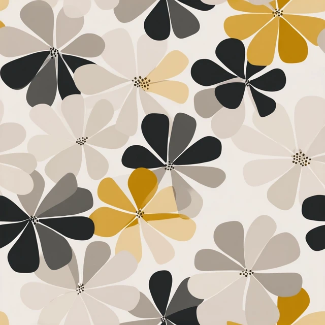 Minimalist Geometric Flower Seamless Pattern